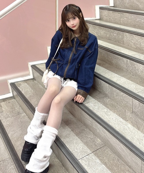 one way(ワンウェイ)の「パイピングブルゾン(テーラードジャケット・レディース・ブルー/ベージュ・FREE)」の13枚目の写真