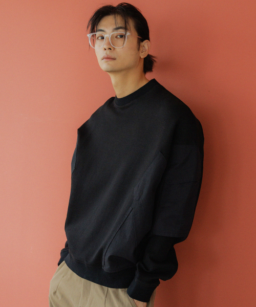 NUBINDA(ヌビンダ)の「ナイロンパッチアップスウェット(スウェット・メンズ・ブラック・L/XL/M)」の3枚目の写真