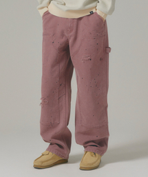 WASHED DOUBLE KNEE WORK PANTS dark brown