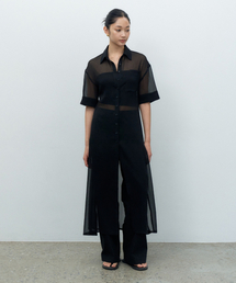 MAKE A TOAST（メイクアトースト）の「リネンライクローライズワイドパンツブラック MBESPA004BK（その他パンツ）」