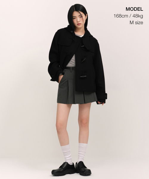 セール】ウィメンズウールブレンドショートダッフルコート[ブラック