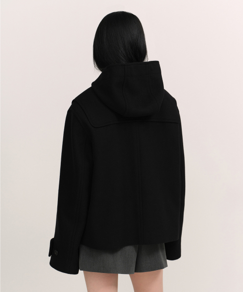 セール】ウィメンズウールブレンドショートダッフルコート[ブラック