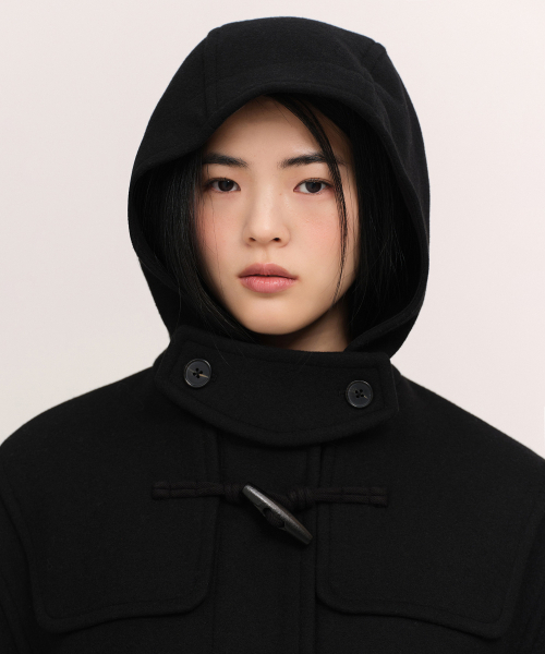 セール】ウィメンズウールブレンドショートダッフルコート[ブラック