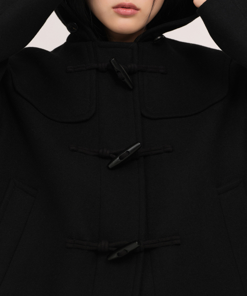 セール】ウィメンズウールブレンドショートダッフルコート[ブラック