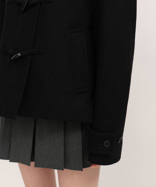 ウィメンズウールブレンドショートダッフルコート[ブラック]（ダッフル