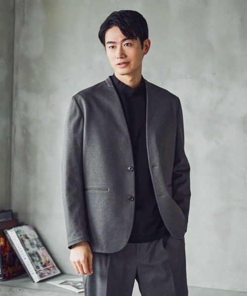 GLOBAL WORK（グローバルワーク）の「スマらくノーカラージャケット/611132（テーラードジャケット・メンズ・チャコールグレー/ネイビー・LARGE/MEDIUM/SMALL/X-LARGE）」の6枚目の写真