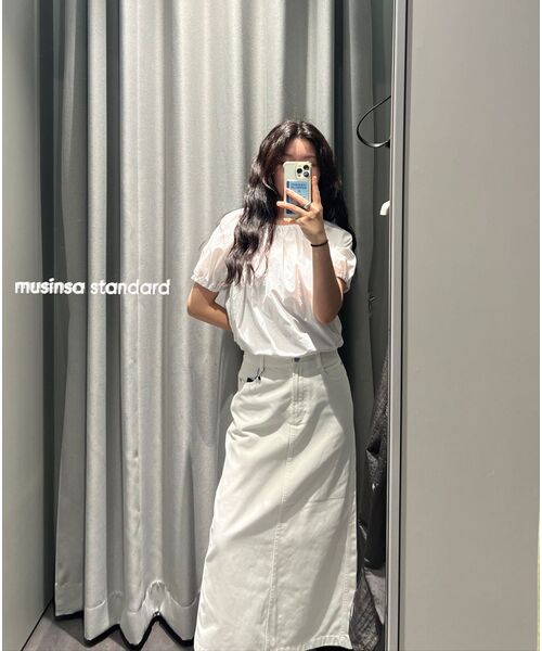 MUSINSA STANDARD WOMAN（ムシンサスタンダードウーマン）の「ウィメンズ CP マキシスカート [ホワイト]（スカート・レディース・その他・LARGE/MEDIUM/SMALL/X-SMALL/X-LARGE）」の18枚目の写真