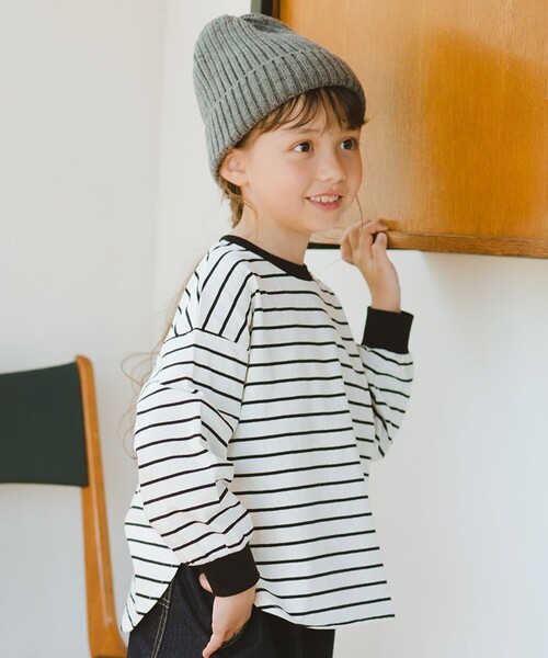 BRANSHES（ブランシェス）の「BIGシルエット長袖Tシャツ（Tシャツ/カットソー・キッズ・オフホワイト/ブラック/その他・140/120/80/110/90/100/150/130）」の3枚目の写真