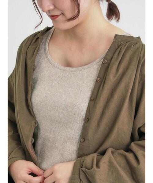 Samansa Mos2(サマンサ モスモス)の「テレコノースリ(Tシャツ/カットソー・レディース・キナリ/ベージュ/チャコールグレー/ブラック・F)」の4枚目の写真