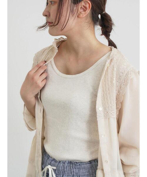 Samansa Mos2(サマンサ モスモス)の「テレコノースリ(Tシャツ/カットソー・レディース・キナリ/ベージュ/チャコールグレー/ブラック・F)」の6枚目の写真