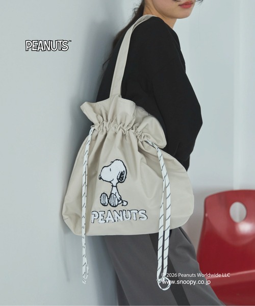 SNOOPY（スヌーピー）の「ＳＮＯＯＰＹコラボＢＡＧ（トートバッグ・レディース・ベージュ/キャメル/チャコールグレー・フリー）」の3枚目の写真