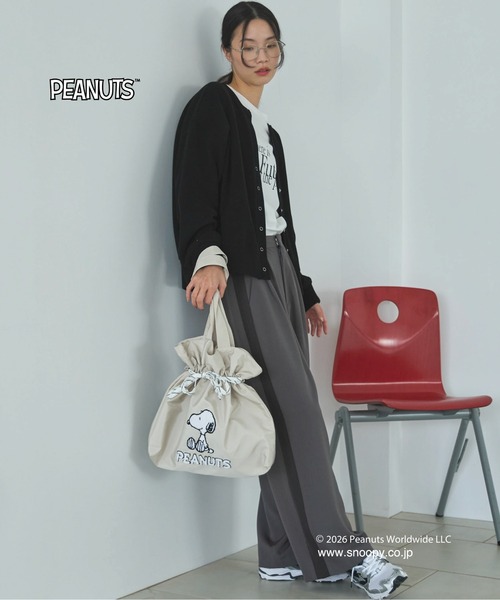 SNOOPY（スヌーピー）の「ＳＮＯＯＰＹコラボＢＡＧ（トートバッグ・レディース・ベージュ/キャメル/チャコールグレー・フリー）」の6枚目の写真