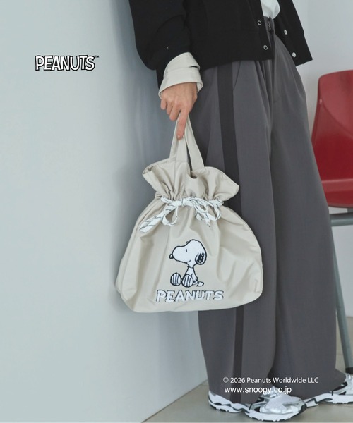 SNOOPY（スヌーピー）の「ＳＮＯＯＰＹコラボＢＡＧ（トートバッグ・レディース・ベージュ/キャメル/チャコールグレー・フリー）」の9枚目の写真