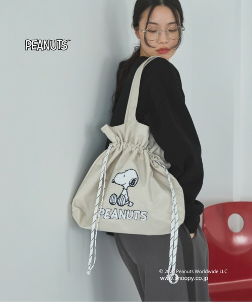 SNOOPY（スヌーピー）の「ＳＮＯＯＰＹコラボＢＡＧ（トートバッグ・レディース・ベージュ/キャメル/チャコールグレー・フリー）」の7枚目の写真
