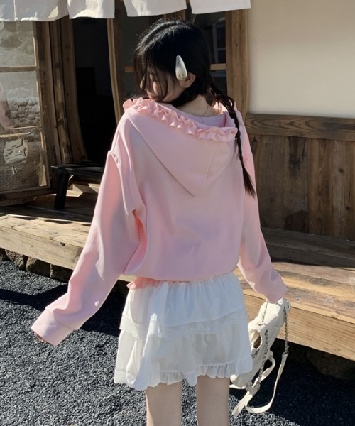 yuue' ( wear )（ユーイ）の「フリルジップフーディーパーカー/冷房対策（パーカー・レディース・ピンク/グレー/ブラック・FREE）」の14枚目の写真