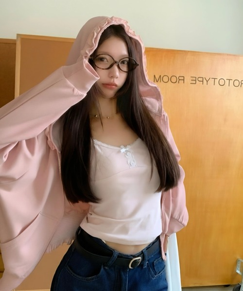 yuue' ( wear )（ユーイ）の「フリルジップフーディーパーカー/冷房対策（パーカー・レディース・ピンク/グレー/ブラック・FREE）」の12枚目の写真