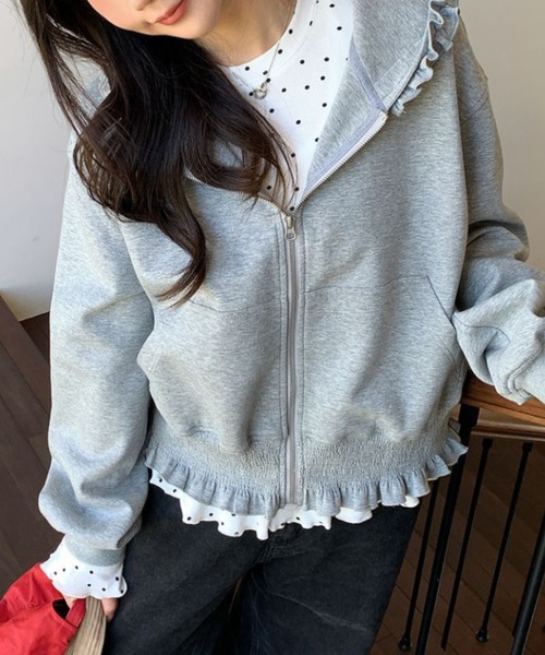 yuue' ( wear )（ユーイ）の「フリルジップフーディーパーカー/冷房対策（パーカー・レディース・ピンク/グレー/ブラック・FREE）」の21枚目の写真