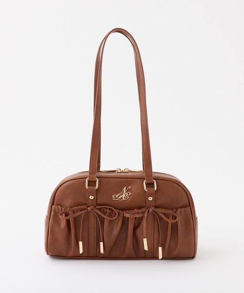 one after another NICE CLAUP（ワンアフターアナザーナイスクラップ）の「ドロスト付きスクエアバッグ（ボストンバッグ・レディース・ピンク/ブラウン/ブラック/アイボリー・FREE）」の3枚目の写真