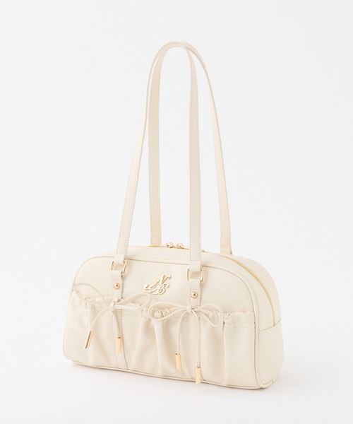 one after another NICE CLAUP（ワンアフターアナザーナイスクラップ）の「ドロスト付きスクエアバッグ（ボストンバッグ・レディース・ピンク/ブラウン/ブラック/アイボリー・FREE）」の5枚目の写真