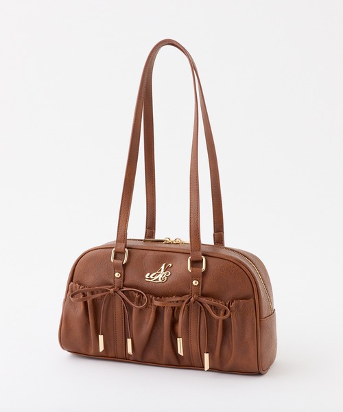 one after another NICE CLAUP（ワンアフターアナザーナイスクラップ）の「ドロスト付きスクエアバッグ（ボストンバッグ・レディース・ピンク/ブラウン/ブラック/アイボリー・FREE）」の8枚目の写真