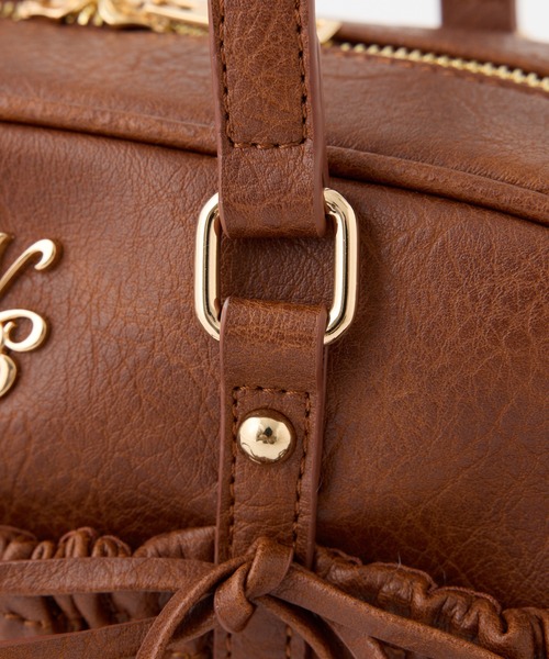 one after another NICE CLAUP（ワンアフターアナザーナイスクラップ）の「ドロスト付きスクエアバッグ（ボストンバッグ・レディース・ピンク/ブラウン/ブラック/アイボリー・FREE）」の10枚目の写真