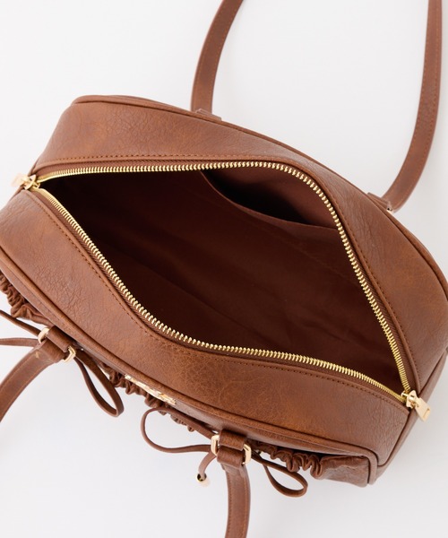 one after another NICE CLAUP（ワンアフターアナザーナイスクラップ）の「ドロスト付きスクエアバッグ（ボストンバッグ・レディース・ピンク/ブラウン/ブラック/アイボリー・FREE）」の16枚目の写真