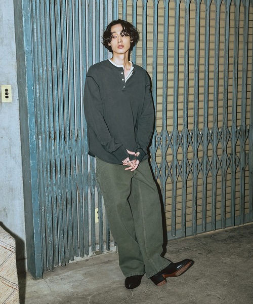 Bleme（ブレム）の「ヴィンテージデザイン ヘンリーネック ロンT（Tシャツ/カットソー・メンズ・グリーン/ベージュ/ブラック・M/S/XL/L）」の14枚目の写真