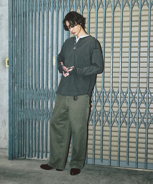 Bleme（ブレム）の「ヴィンテージデザイン ヘンリーネック ロンT（Tシャツ/カットソー・メンズ・グリーン/ベージュ/ブラック・M/S/XL/L）」の17枚目の写真