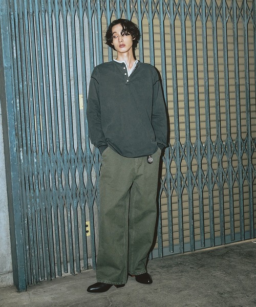 Bleme（ブレム）の「ヴィンテージデザイン ヘンリーネック ロンT（Tシャツ/カットソー・メンズ・グリーン/ベージュ/ブラック・M/S/XL/L）」の18枚目の写真