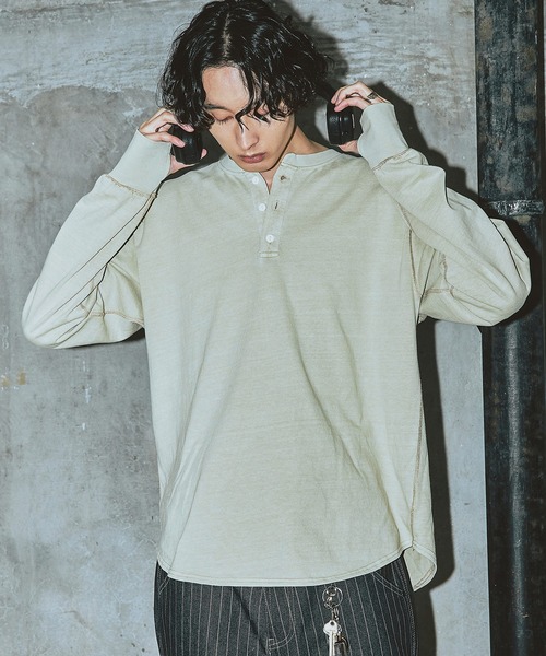 Bleme（ブレム）の「ヴィンテージデザイン ヘンリーネック ロンT（Tシャツ/カットソー・メンズ・グリーン/ベージュ/ブラック・M/S/XL/L）」の20枚目の写真