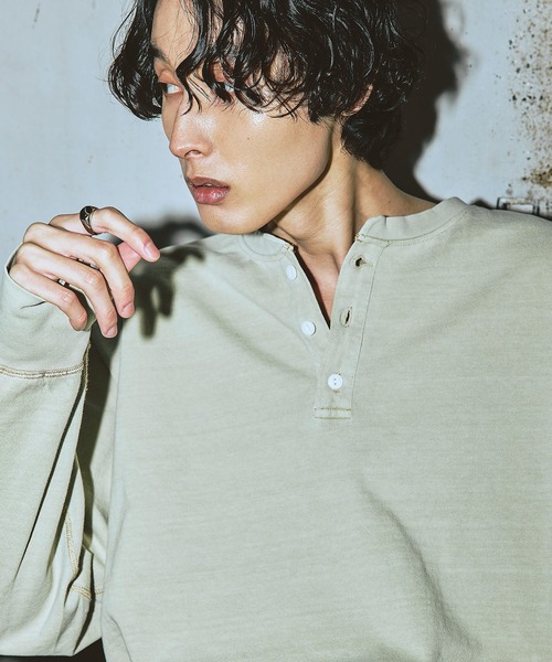 Bleme（ブレム）の「ヴィンテージデザイン ヘンリーネック ロンT（Tシャツ/カットソー・メンズ・グリーン/ベージュ/ブラック・M/S/XL/L）」の21枚目の写真