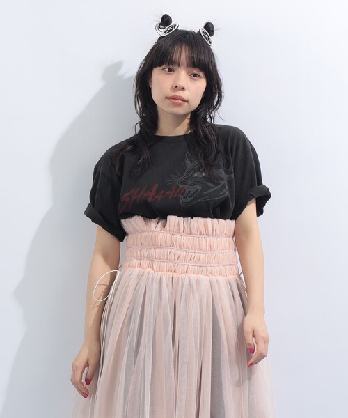 mmts(マミタス)の「SHAAA Tシャツ 旅行 レイヤード 洗濯可能 主役トップス ライブ(Tシャツ/カットソー・レディース・ブラック/ホワイト・S/M/L/XL)」の2枚目の写真