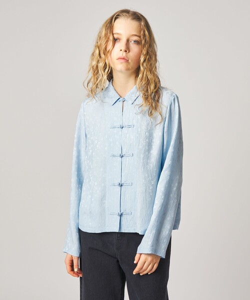 Steven Alan(スティーブンアラン)の「<Steven Alan>フラワー ジャガード チャイナモチーフボタン シャツ(シャツ/ブラウス・レディース・ライトブルー/ブラック・M/S)」の1枚目の写真