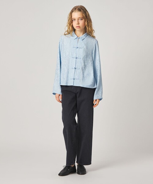 Steven Alan(スティーブンアラン)の「<Steven Alan>フラワー ジャガード チャイナモチーフボタン シャツ(シャツ/ブラウス・レディース・ライトブルー/ブラック・M/S)」の4枚目の写真