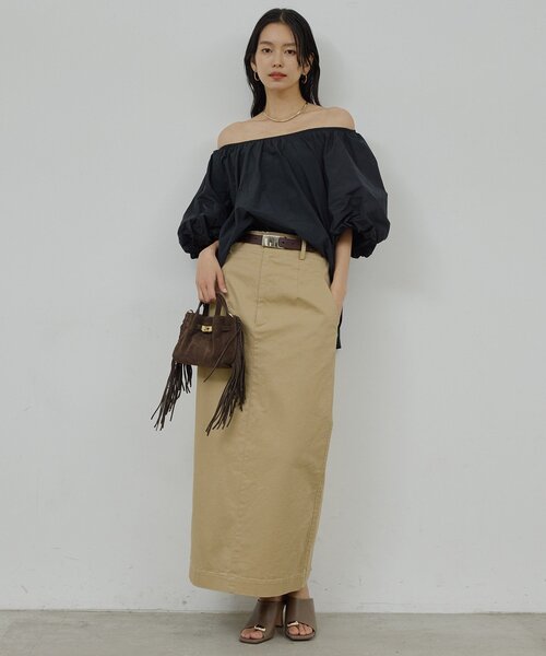 GALLARDAGALANTE（ガリャルダガランテ）の「【CHIKAコラボ】チノストレッチスカート（スカート・レディース・ブラック/ベージュ・0/1）」の20枚目の写真