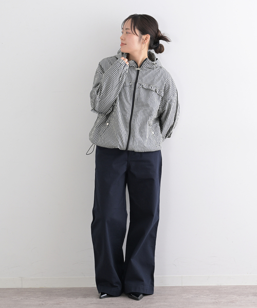 U by SPICK&SPAN（ユーバイスピックアンドスパン）の「CRANK/クランク CHECK FRILL WINDBREAKER（その他アウター・レディース・ネイビー・FREE）」の2枚目の写真