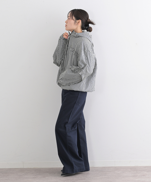 U by SPICK&SPAN（ユーバイスピックアンドスパン）の「CRANK/クランク CHECK FRILL WINDBREAKER（その他アウター・レディース・ネイビー・FREE）」の4枚目の写真