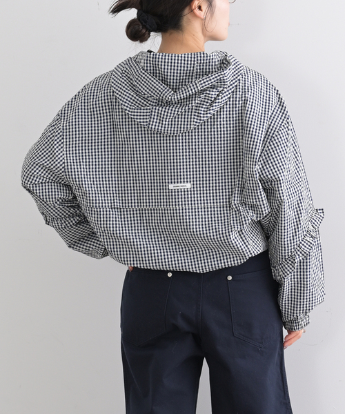 U by SPICK&SPAN（ユーバイスピックアンドスパン）の「CRANK/クランク CHECK FRILL WINDBREAKER（その他アウター・レディース・ネイビー・FREE）」の6枚目の写真