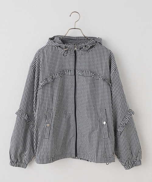 U by SPICK&SPAN（ユーバイスピックアンドスパン）の「CRANK/クランク CHECK FRILL WINDBREAKER（その他アウター・レディース・ネイビー・FREE）」の10枚目の写真