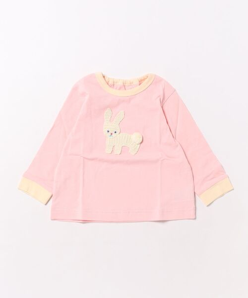 HAKKA BABY（ハッカベビー）の「[ベビー]アニマル編みモチーフ長袖Tシャツ（Tシャツ/カットソー・キッズ・ピンク/グリーン/イエロー・L）」の3枚目の写真