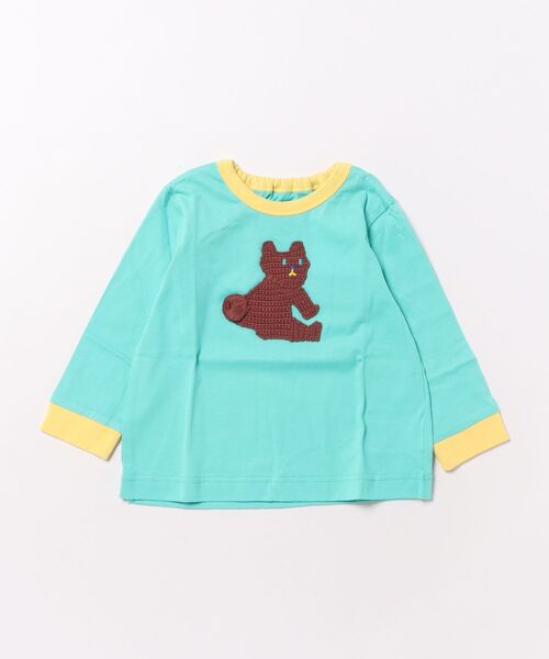 HAKKA BABY（ハッカベビー）の「[ベビー]アニマル編みモチーフ長袖Tシャツ（Tシャツ/カットソー・キッズ・ピンク/グリーン/イエロー・L）」の2枚目の写真