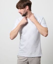 HIDEAWAYS NICOLE | バイアスブリスターチェックジャカード クルーネック半袖プルオーバー(Tシャツ/カットソー)