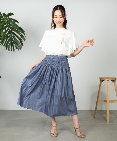 STUDIO PICONE（スタジオピッコーネ）の「ラッフルスリーブ麻混ブラウス（シャツ/ブラウス・レディース・グレー/ホワイト/ライトグリーン/キャメル・LL/L/M）」の19枚目の写真