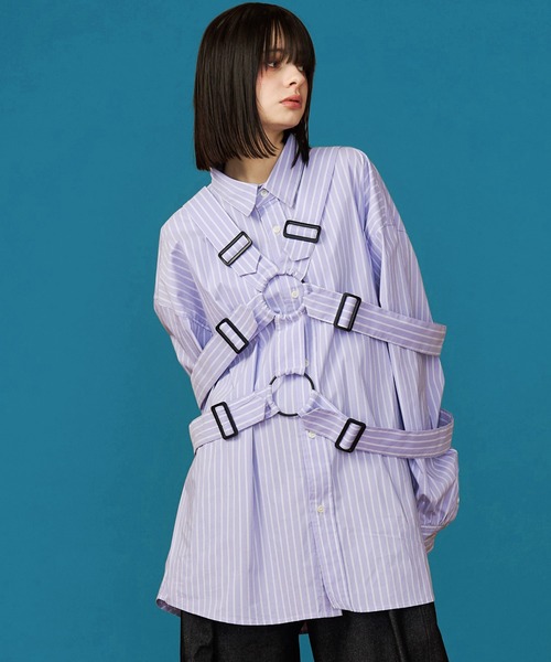 SeeSew(シーソー)の「【UNISEX】PARASHUTE SHIRTS/パラシュートシャツ(シャツ/ブラウス・メンズ・パープル/サックスブルー・M/L)」の3枚目の写真