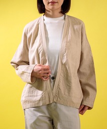 prit（プリット）の「[prit] ギマメッシュ×リネンコットンピンオックス 切替トッパーショートカーディガン（カーディガン/ボレロ）」