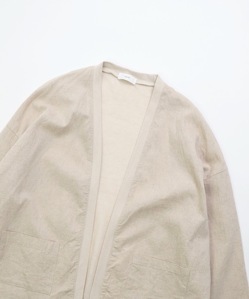 prit（プリット）の「[prit] ギマメッシュ×リネンコットンピンオックス 切替トッパーショートカーディガン（カーディガン/ボレロ・レディース・ライトベージュ・FREE）」の12枚目の写真