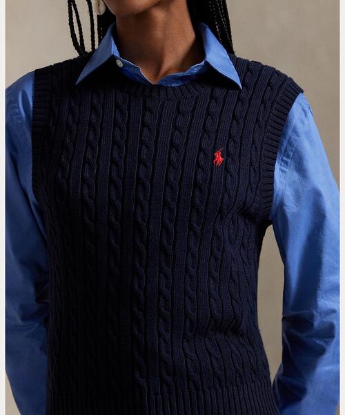 ケーブルニット コットン セーター ベスト（ベスト）｜POLO RALPH