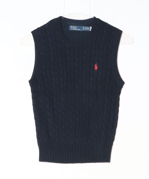 POLO RALPH LAUREN(ポロ ラルフ ローレン)の「ケーブルニット コットン セーター ベスト(ベスト・レディース・ブルー・M/L/XS/S)」の3枚目の写真