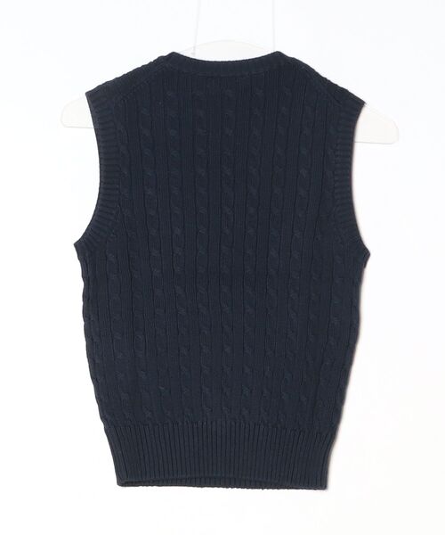 POLO RALPH LAUREN(ポロ ラルフ ローレン)の「ケーブルニット コットン セーター ベスト(ベスト・レディース・ブルー・M/L/XS/S)」の2枚目の写真