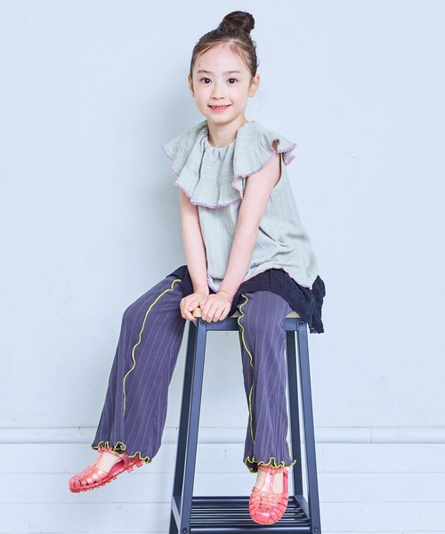 MARKEY'S（マーキーズ）の「ランダムリブフレアーパンツ（その他パンツ・キッズ・チャコール/グリーン/ベージュ・100/90/80/110/150/140/130/120）」の4枚目の写真